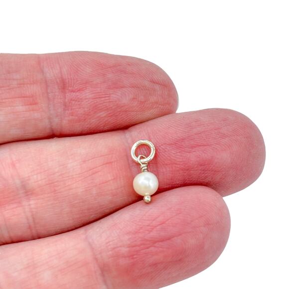 Petite White Pearl Dangle Charm | Vintage Sterling Silver 925 - Picture 1 of 6